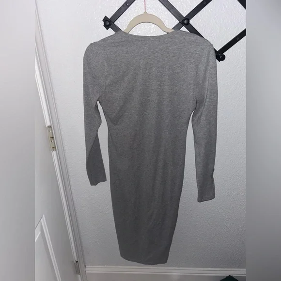 Reformation Jeans Stein Dress Heather Grey Midi Long Sleeve Size Medium - Picture 6 of 6